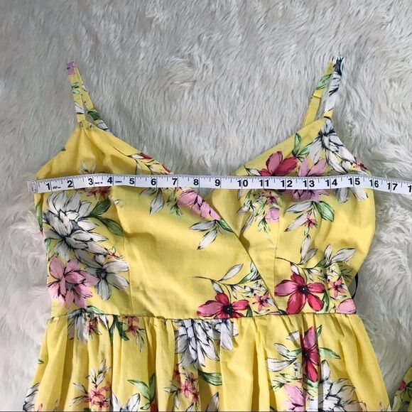 VINCE CAMUTO Yellow Floral Print Midi Dress Sundress Summer Cotton Size 6 New - Picture 10 of 14